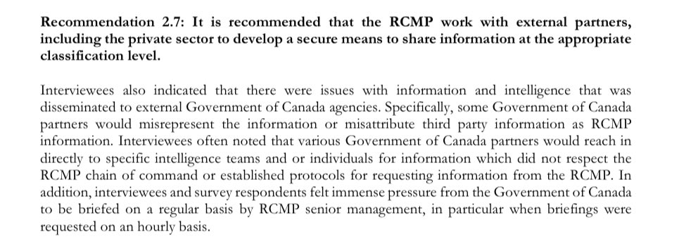 This is just fine.

“Interviewees indicated there were issues with information and intelligence that was disseminated… Specifically, some Government of Canada partners would misrepresent [Freedom Convoy] information or misattribute third-party information as RCMP information.”