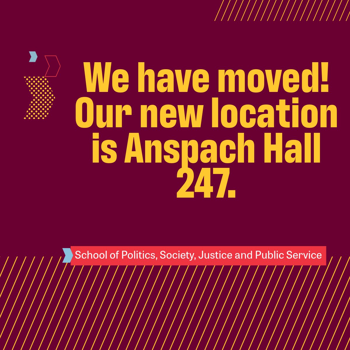 We have moved! Stop in and see us in Anspach Hall 247! 🔥⬆️