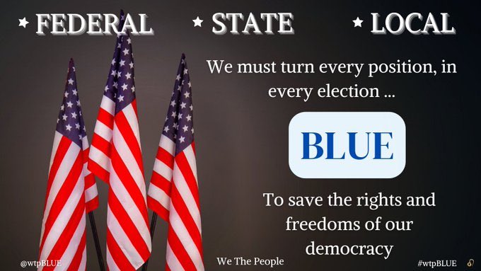#VoteBlue #VoteBidenHarris #wtpBLUE WE THE PEOPLE wtp2343   Florida, Texas, Louisiana, and many red states are repressing freedoms and rights of women and voters. State and local Republican governments are doing as much or more damage to Democracy as the MAGA Republicans are in