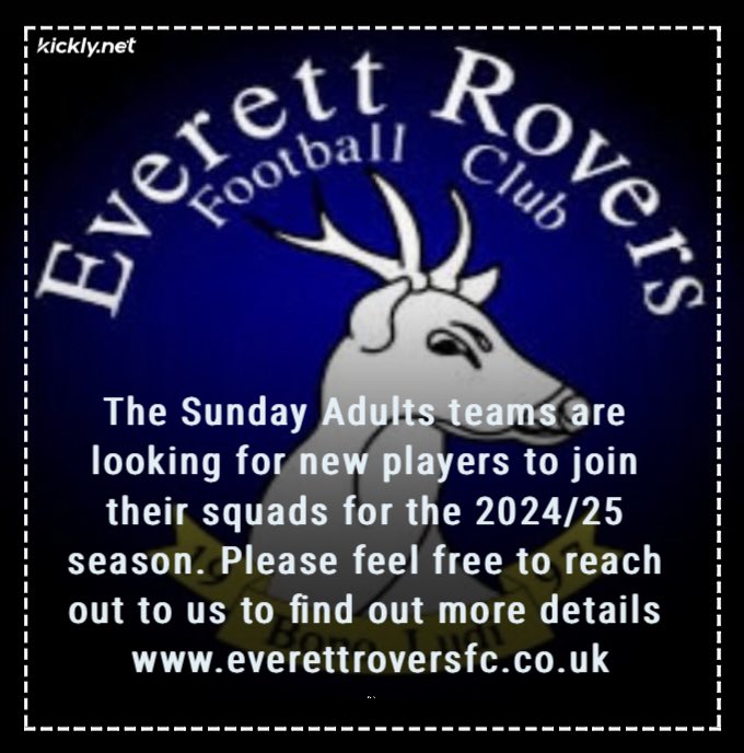 Looking for a new challenge ? We are looking to add players into our squads for next season - please get in touch if this interests you everettroversfc.co.uk @everettrovers @WSFL55 @FreeAgentsFC