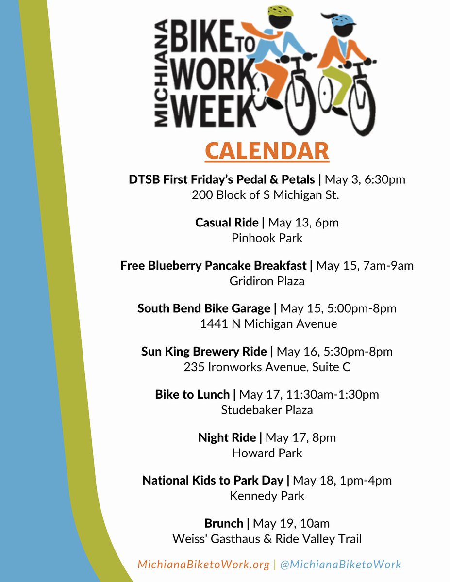 It's #Bike to Work Week!
Biking is fun, healthy and keeps cars off our roads leading to cleaner air, which also helps us meet our climate action goals!
Want to learn more about other Bike to Work Week activities? Visit: michianabiketowork.org
<a href="/BikeMichiana/">Bike To Work Week</a>