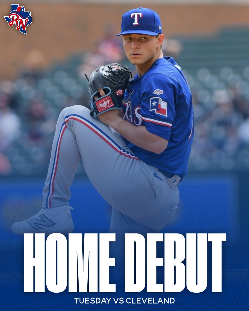 Rangers__Nation's tweet image. Jack Leiter is slated to make his home debut tomorrow night vs the Guardians! 🔥 

The pitching probables are as follows:

Monday: RHP Michael Lorenzen vs. RHP Tanner Bibee
Tuesday: RHP Jack Leiter vs. RHP Ben Lively 
Wednesday: RHP Jon Gray vs. RHP Carlos Carrasco