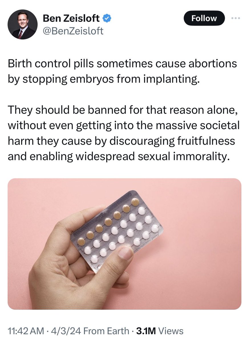 Ben Zeisloft, editor of the Republic Sentinel, joins the chorus of right wingers calling for a ban on hormonal birth control pills.
