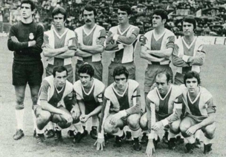 RCD Espanyol 1972/73. Borja, Granero, De Felipe, Glaría, Ochoa, Poli. Roberto Martínez, Solsona, Amiano, José María, Pepín. #RCDE