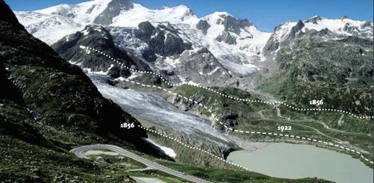 marcelcrok's tweet photo. In lezingen laat ik vaak deze twee afbeeldingen zien van de Süstenpas in Zwitserland. De foto is van omstreeks 2004, de reconstructie van 2000 jaar geleden. Geen wonder dat Hannibal met zijn olifanten de Alpen over kwam! Het IPCC en het KNMI herschrijven onze geschiedenis... https://t.co/40UsUtTk8K