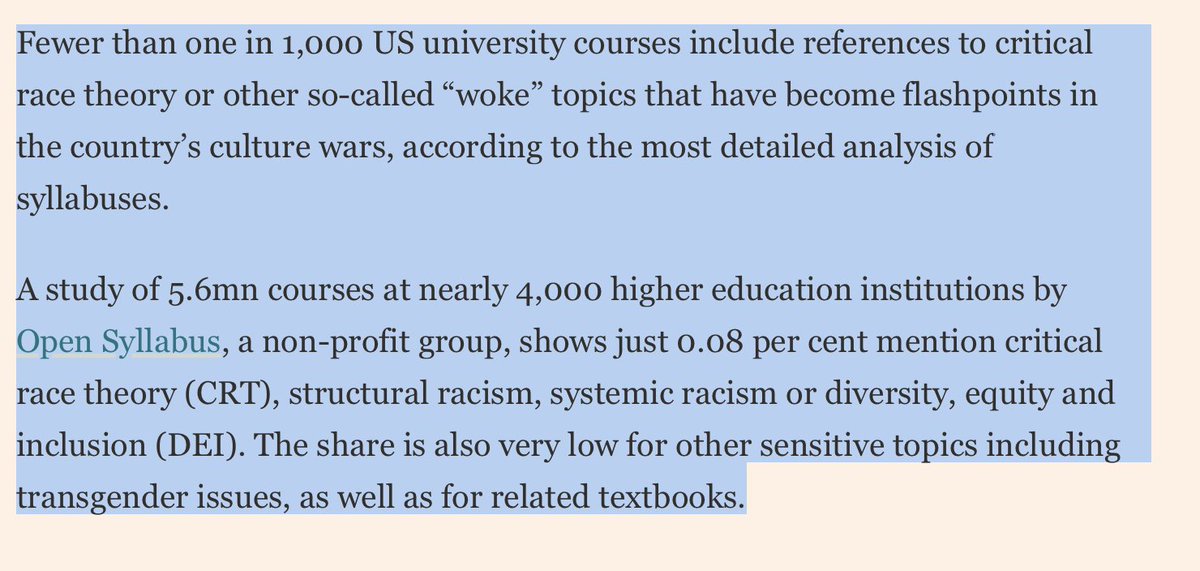 Projectivity vs. empirical reality: Study casts doubt on ‘wokeness’ of US university courses ft.com/content/0f423c…