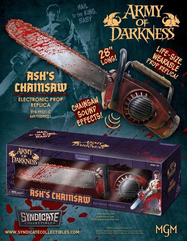 BDisgusting's tweet photo. A dream come true for Evil Dead fans, Syndicate Collectibles is soon releasing a life-size wearable prop replica of Ash's chainsaw hand from Army of Darkness! https://t.co/019YEXPVWU