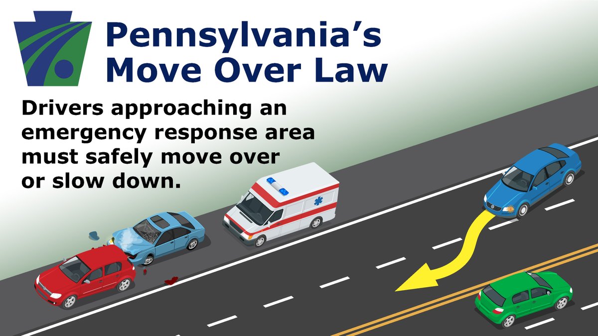 In honor of #EMSWeek, let's remember PA's Move Over Law, which requires you to move over or slow down when you encounter an emergency response area. Help protect the lives of emergency responders and others along the side of the road. Learn more at bit.ly/PennDOTMoveOve….