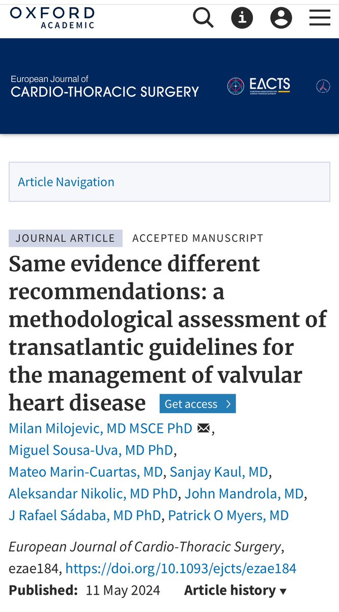 Mateo Marín-Cuartas (@mmarincuartas) on Twitter photo ➡️Same evidence different recommendations: a methodological assessment of transatlantic guidelines for the management of valvular heart disease
Publication at <a href="/EACTS_Journals/">EJCTS_ICVTS</a>
🔗 academic.oup.com/ejcts/advance-…
<a href="/rafasadaba/">Rafa Sádaba</a> <a href="/pomyers/">Patrick Myers</a> <a href="/drjohnm/">John Mandrola, MD</a> <a href="/kaulcsmc/">Sanjay Kaul</a> <a href="/Migas2001/">Miguel Sousa Uva</a> ➡️Same evidence different recommendations: a methodological assessment of transatlantic guidelines for the management of valvular heart disease
Publication at <a href="/EACTS_Journals/">EJCTS_ICVTS</a>
🔗 academic.oup.com/ejcts/advance-…
<a href="/rafasadaba/">Rafa Sádaba</a> <a href="/pomyers/">Patrick Myers</a> <a href="/drjohnm/">John Mandrola, MD</a> <a href="/kaulcsmc/">Sanjay Kaul</a> <a href="/Migas2001/">Miguel Sousa Uva</a>