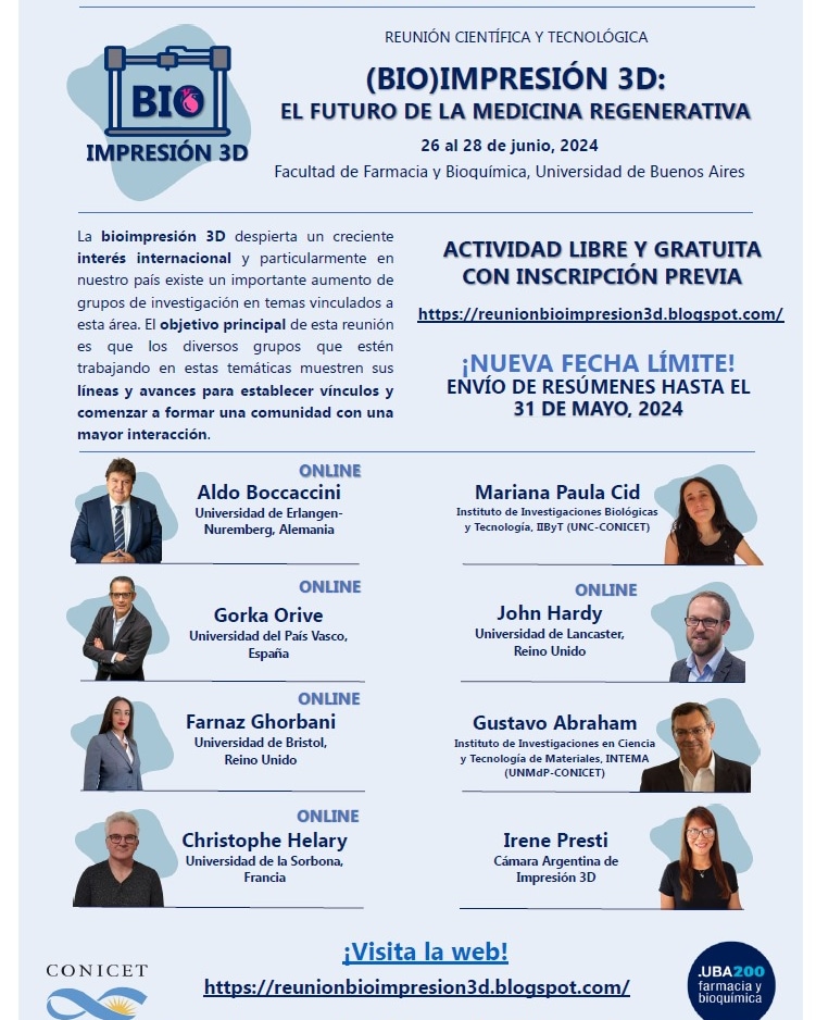 Dr_Desimone's tweet photo. ¡Atención a todos los interesados en la (bio)impresión 3D!

No se pierdan la oportunidad de participar en este evento.
Envío de resúmenes hasta el 31/5/2024
Para más información y registro, visita: https://t.co/7Ei8vQhd5h
¡Los esperamos!

#3Dbioprinting #regenerativemedicine https://t.co/C1lmEpd4RZ