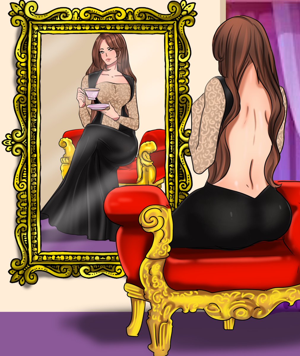 Just enjoying some Tea~ making sure her pose is all prim and proper! 
This commission was done for a lovely client of Discord 💖💖 
#ArtistOnTwitter  #Artist #SFWArt #artwork  #commissionsopen