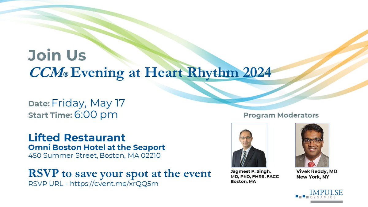 HRS starts this week! Don’t forget to RSVP for CCM® Evening! Taking place this Friday, it will be an unforgettable evening at HRS 2024. RSVP today at: cvent.me/xrQQ5m

#medicaldevices #heartfailure #CCM #epeeps #ImpulseDynamics #HRS2024