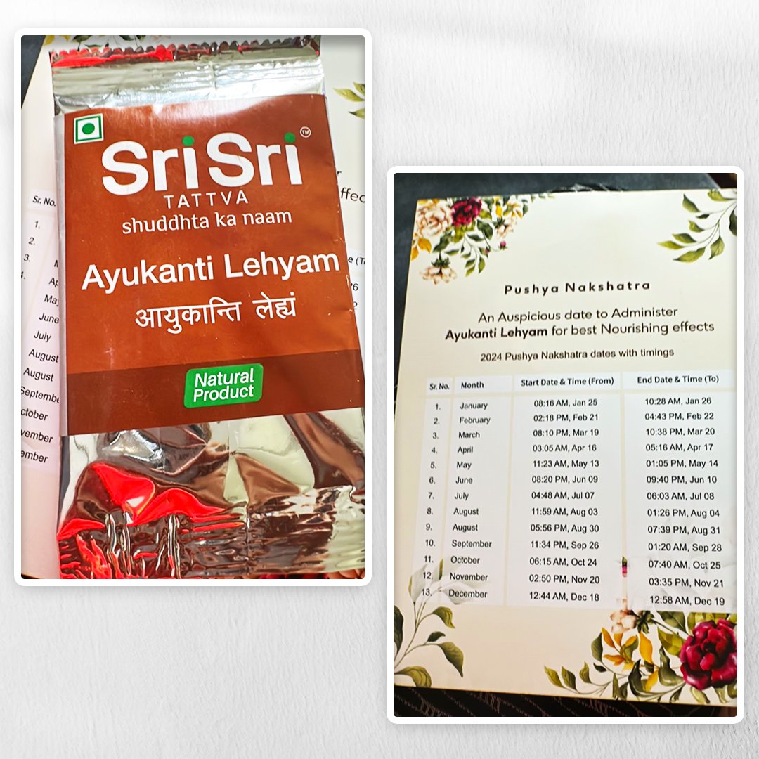 Guru Pushya Nakshatra starts today at 11:23 a.m. and ends tomorrow, 14th May, at 1:00 p.m. I recommend giving Ayukanti Lehyem to anyone with a child between the ages of 5 and 13; it strengthens the body and increases #immunity! It’s a must-try.

<a href="/SriSriTattva/">Sri Sri Tattva</a> 

#ChildCare