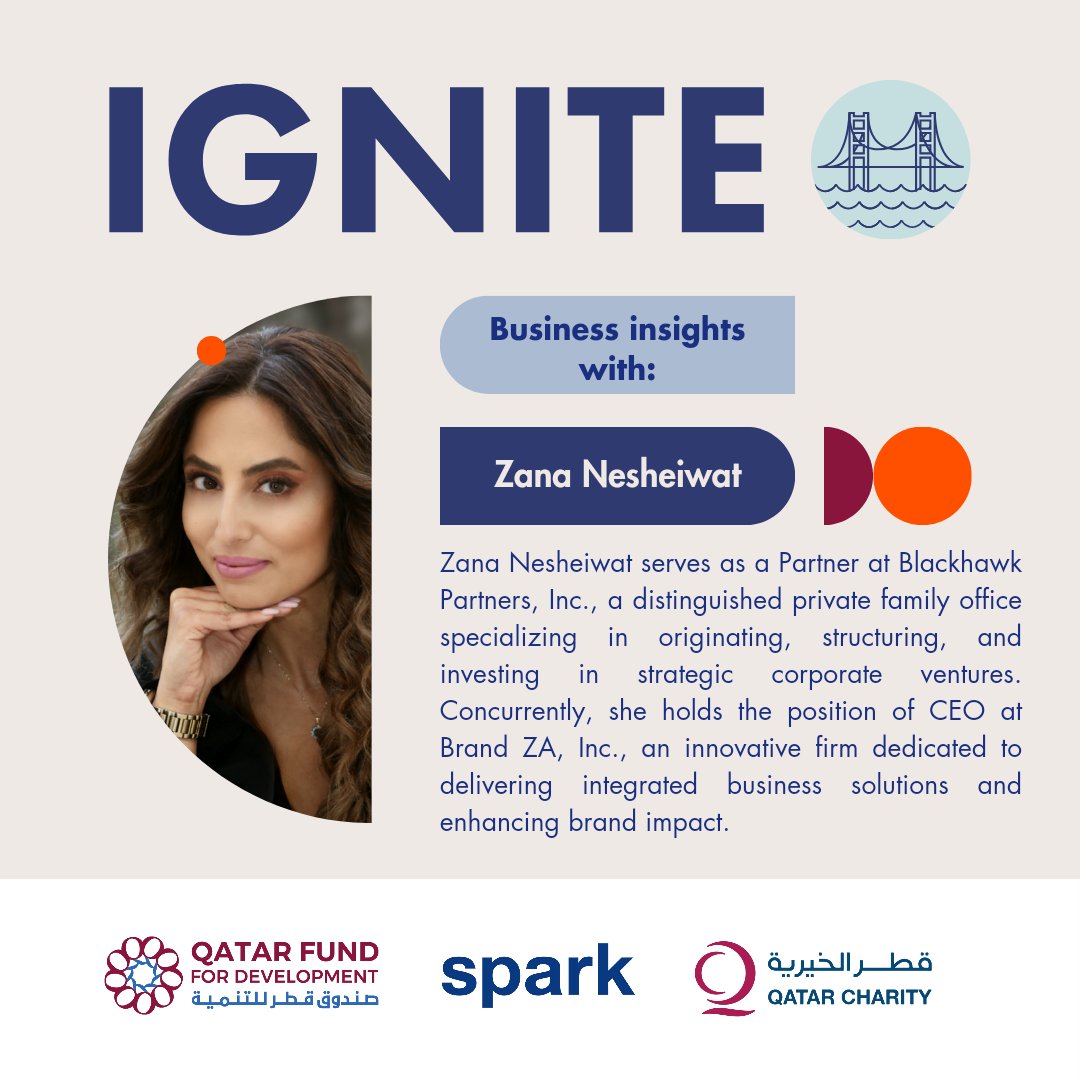 Unlock the secrets to resilience in business with <a href="/ZanaNesheiwat/">Zana Nesheiwat</a>!
🌟Join us for an illuminating interview session where Zana, Partner at Blackhawk Partners, Inc. &amp; CEO of Brand ZA, Inc., shares her expert strategies for navigating the ever-changing business landscape in Jordan.