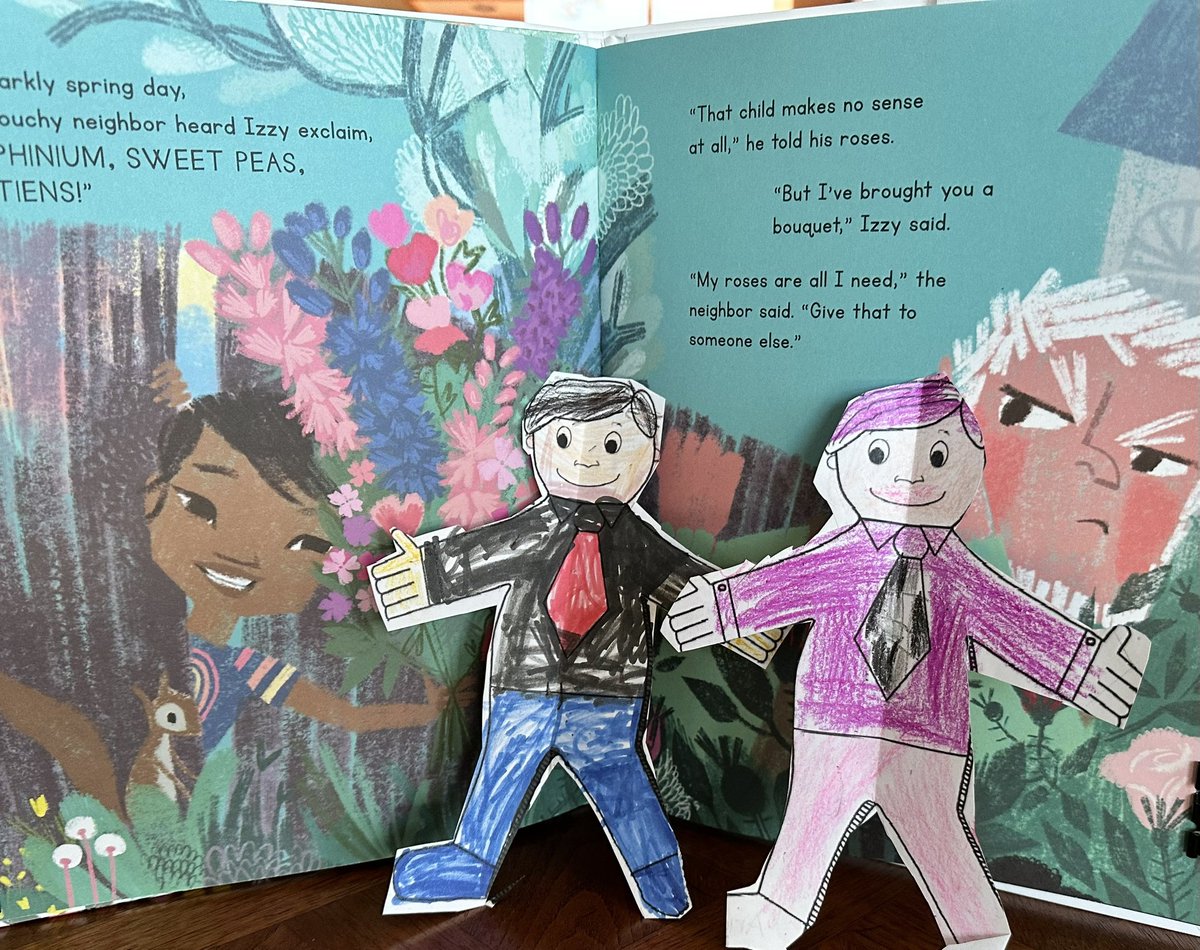 LOOK who came to visit Izzy & me in California! Flat Stanley x 2. Thank you Adrian + Aria! @Carhar01 We can’t wait to take them on adventures. #firstgradescholars #nnpsproud #onennps @nnschools JUST FLOWERS Illus. @K8_Cosgrove
