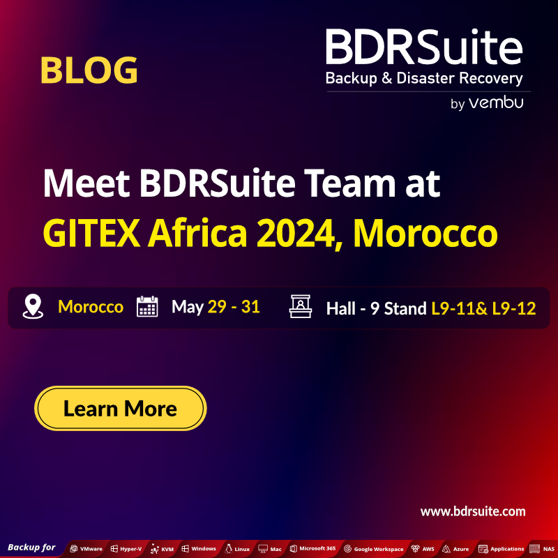 Join us at #GITEXAfrica 2024 in #Morocco! 🌍 Meet the #BDRSuite Team at Hall 9 Stand L9 – 11&12 from May 29 to 31. Learn about our robust #Backup and Disaster Recovery solutions and explore collaboration opportunities. bdrsuite.com/blog/meet-bdrs… #GITEX #GITEXAFRICA2024 #Africa