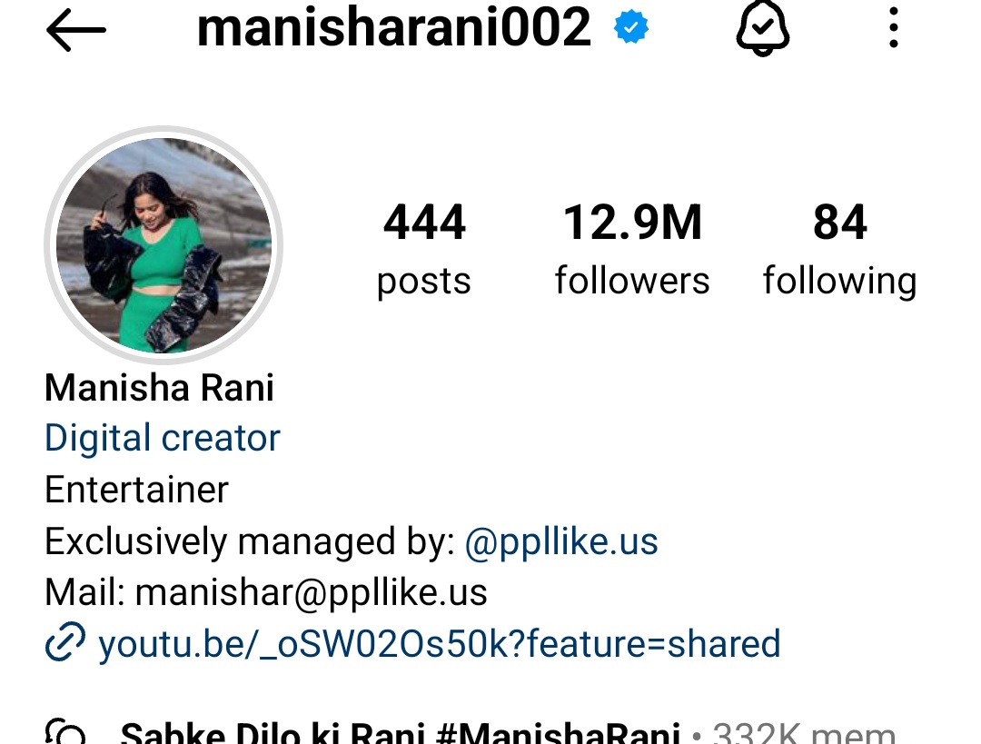 Congratulations @ItsManishaRani for 12.9 million followers on Instagram 💕 13 million hone vala hai 

#ManishaRani
#OnlyManishaMatters
