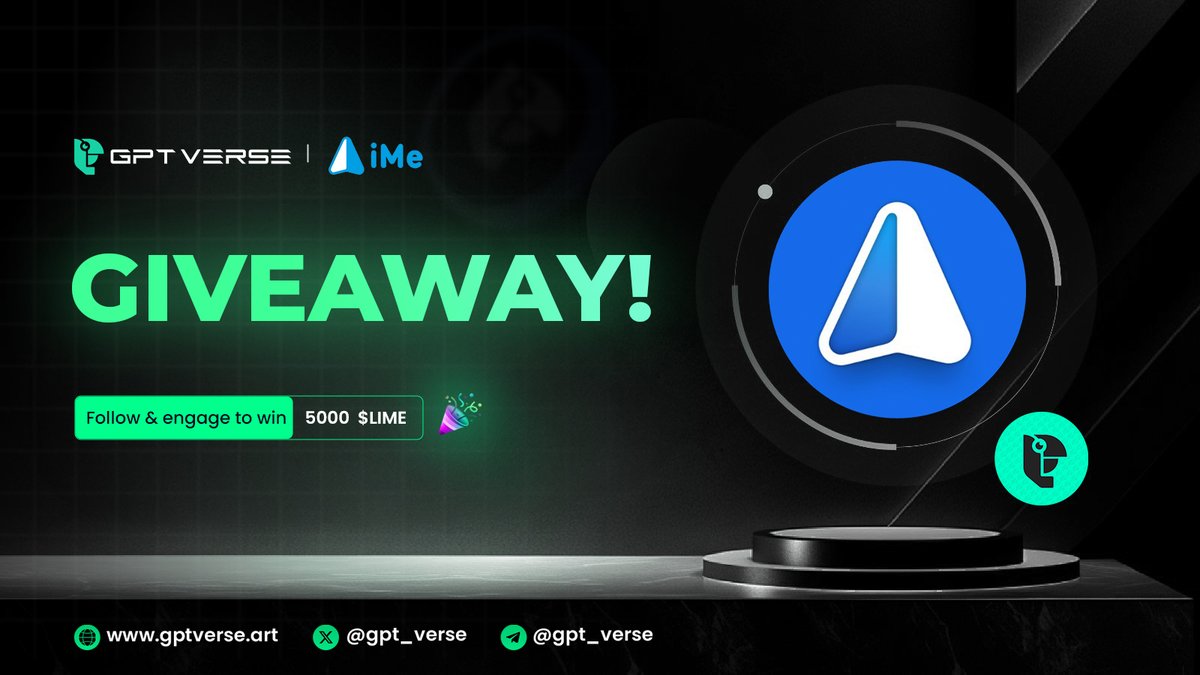 gpt_verse's tweet photo. 🎁✨We're thrilled to announce a special giveaway celebration in partnership with @iMePlatform ! 

🔥 To mark our partnership and the launch of staking, we're giving away a total of 5.000 $LIME tokens to 10 lucky winners!

👉 To enter: 
1️⃣ Follow both @gpt_verse and @iMePlatform  on X 
2️⃣ Like and retweet this post 

📅 Giveaway ends in 20 May, so don't miss out! Good luck to all participants! 🍀