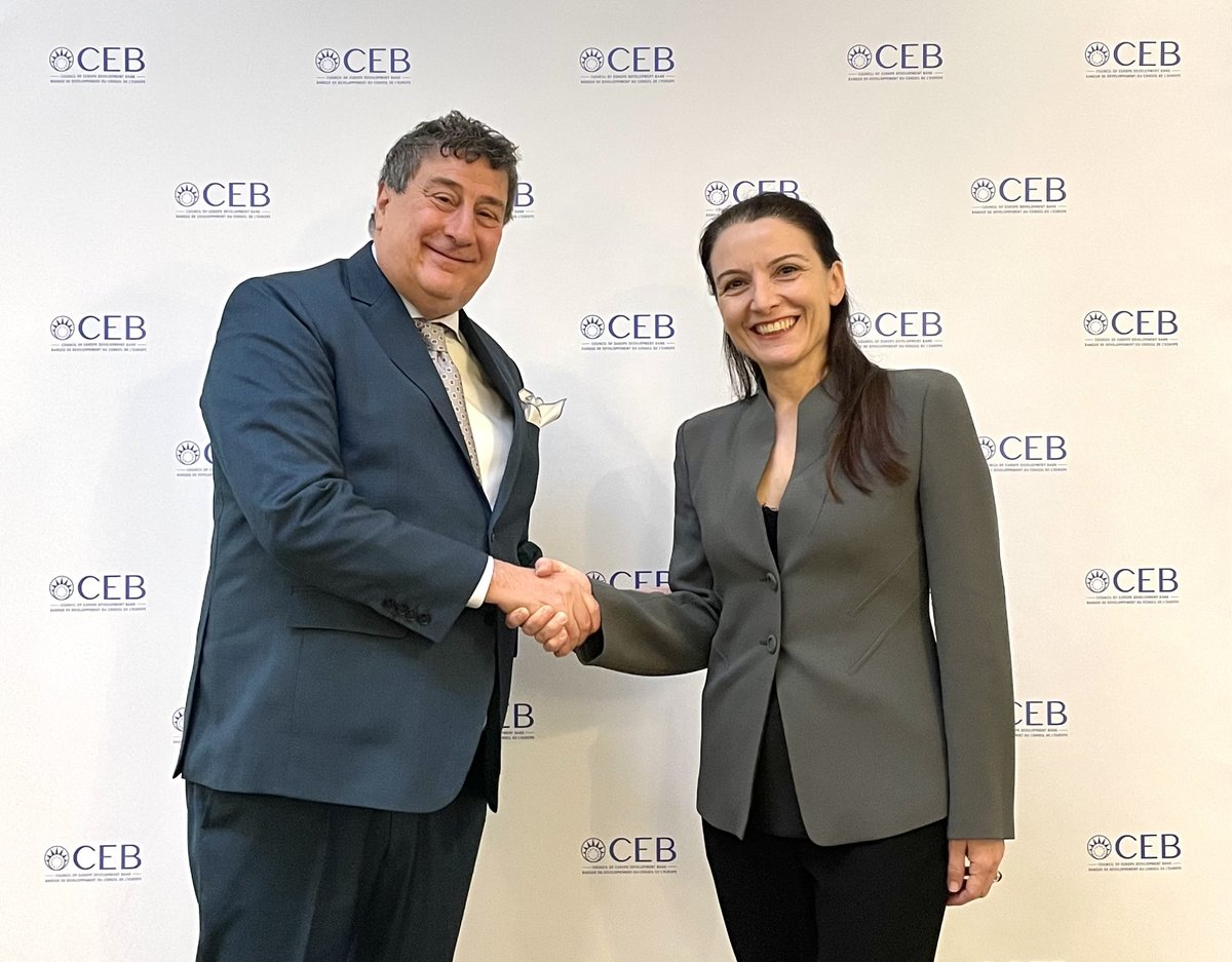 Governor Monticelli was pleased to meet with @R_DeDominicis, @UNICEF_ECA Regional Director, today at the CEB. 🤝#UNICEF and #CEB share the commitment to building a safer, more inclusive & sustainable future for the most vulnerable, including children.