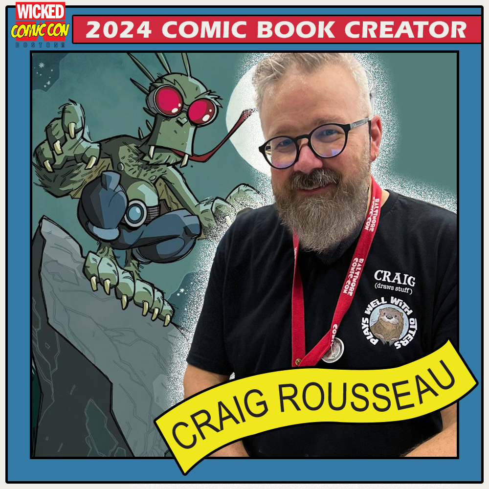 Artist @CraigRousseau joins us on Aug 10-11 for #WickedComicCon at the Westin Boston Seaport District!

Get tickets now: wickedcomiccon.com
#CraigRousseau #YoungHellboy #Perhapanauts #BatmanBeyond #HarleyQuinn #Batman66 #Boston #ComicCon #ComicArt #ComicArtist #ComicBooks