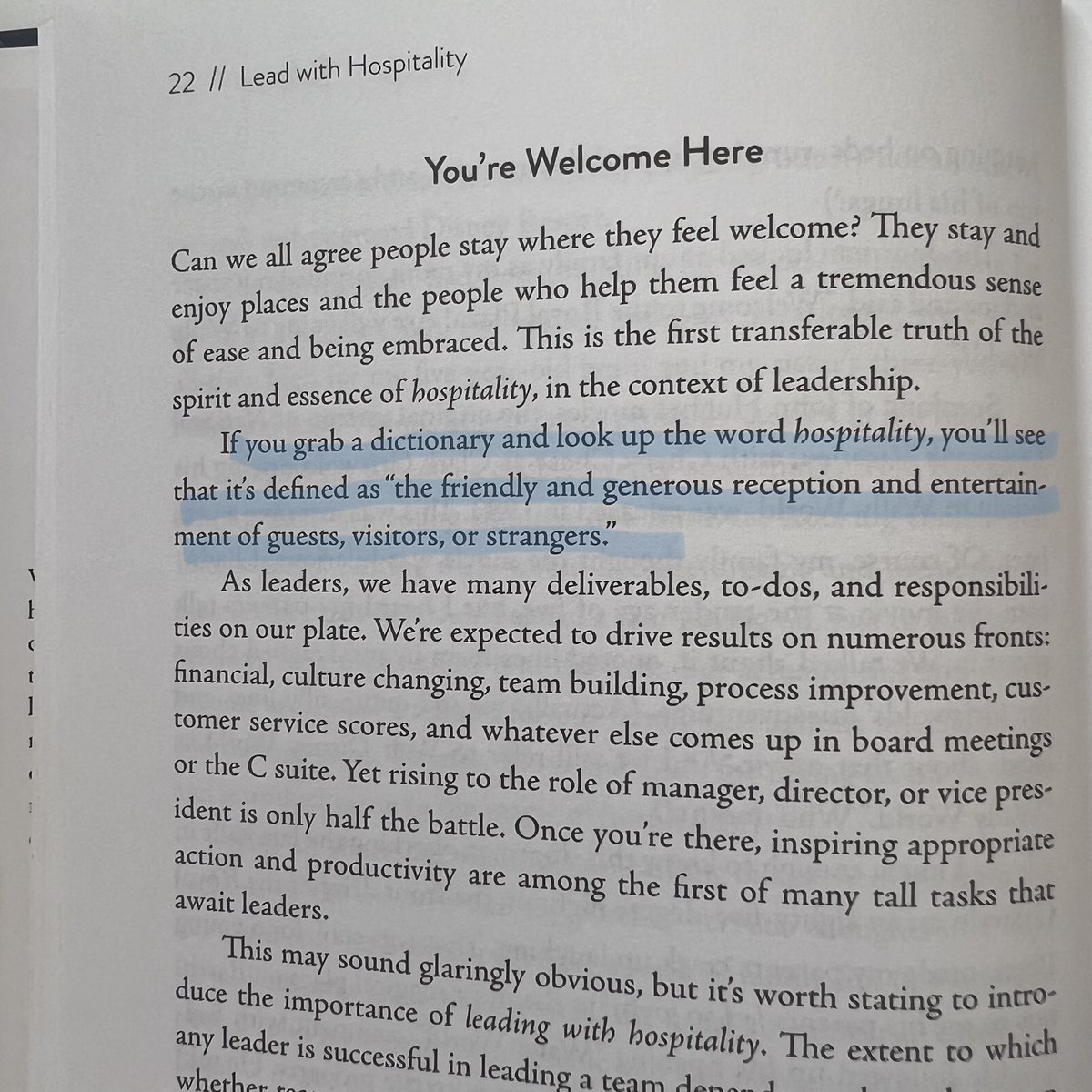 What does 'hospitality' mean?

📷 'Lead with Hospitality' page 22

Get your copy of 'Lead with Hospitality' at your favorite bookstore! 

#LeadWithIntegrity #HRStrategies #HospitalityExperts #TeamBuilding #LeadWithPositivity