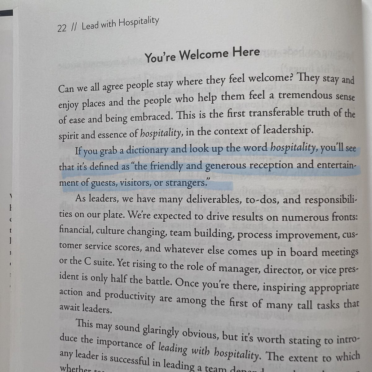 tscott1502's tweet photo. What does "hospitality" mean?

📷 "Lead with Hospitality" page 22

Get your copy of "Lead with Hospitality" at your favorite bookstore! 

#LeadWithIntegrity #HRStrategies #HospitalityExperts #TeamBuilding #LeadWithPositivity https://t.co/xn185vHPkF