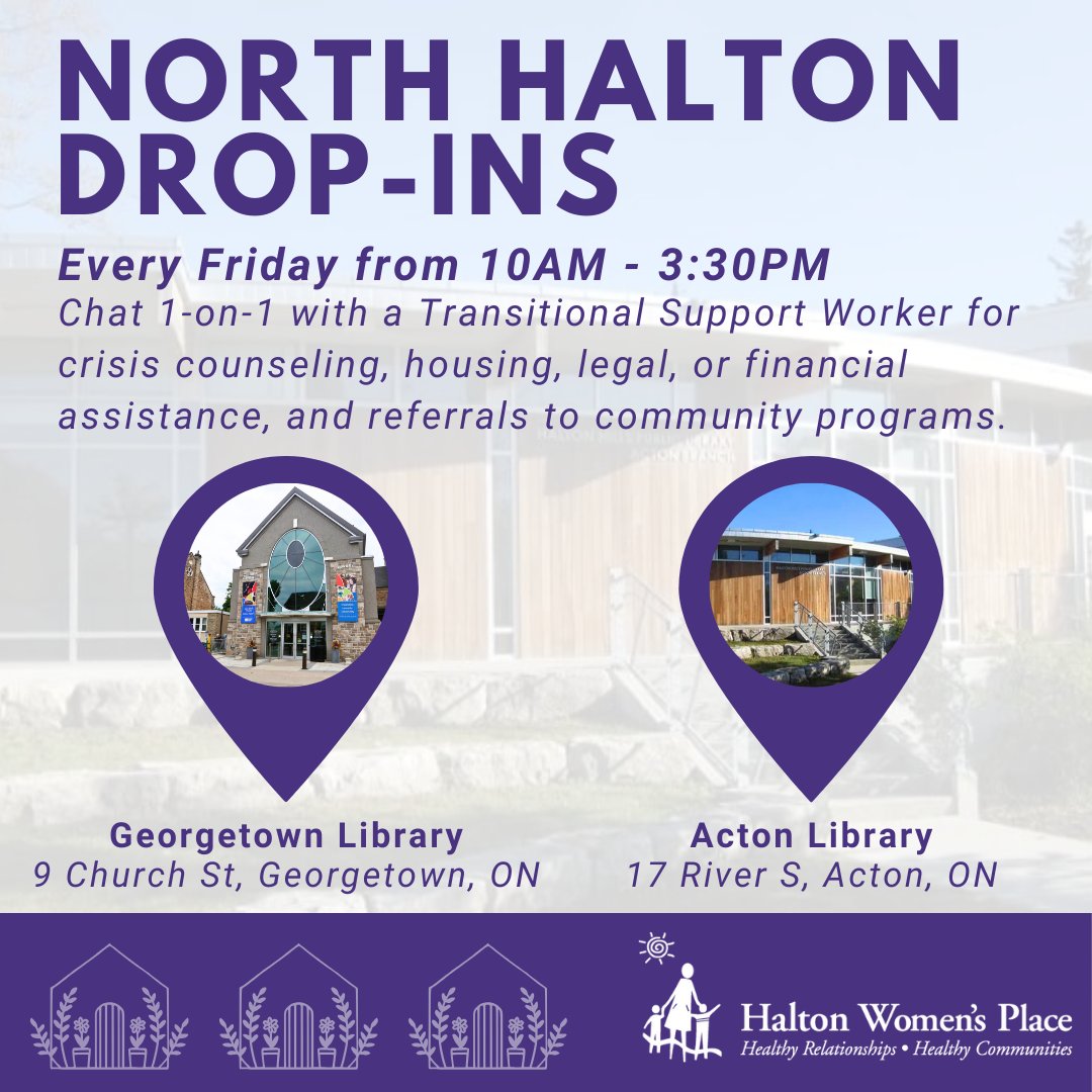 📢 Every Friday, our Support Workers are in both <a href="/HaltonHillsPL/">@HaltonHillsPL</a> branches from 10am-3:30pm! Get 1:1 crisis counseling, help with housing, legal, financial questions, &amp; community program referrals.

Ask the librarian or mobile legal clinic for directions.