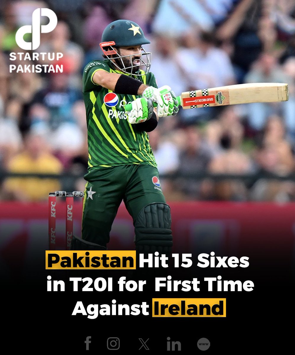 For the first time, Pakistan has recorded the highest number of sixes in a T20I match. Pakistani batsmen smashed a total of 15 sixes during the T20 match against Ireland in Dublin.

#Pakistan #PCB #Ireland #Pakistancricketteam #Sixes