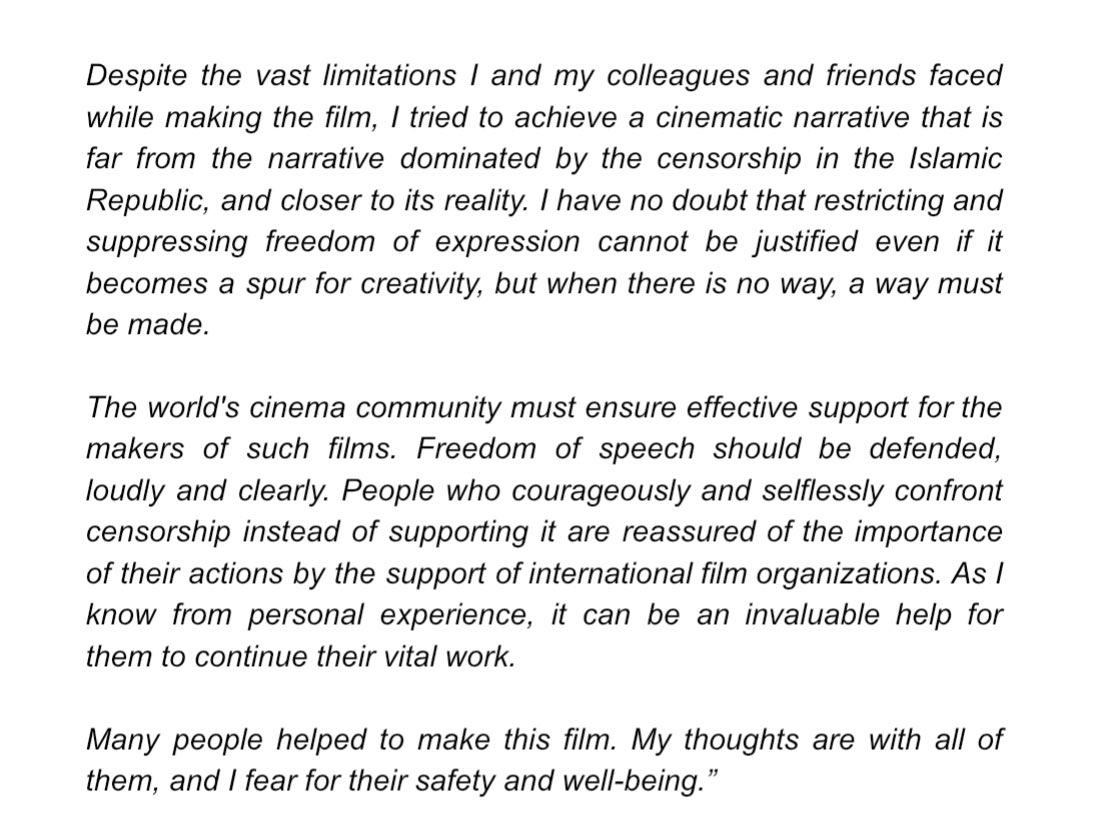 Director Mohammad Rasoulof has confirmed he recently managed to leave Iran without official permission and is now staying in an undisclosed location in Europe, ahead of the Cannes premiere of his new feature THE SEED OF THE SACRED FIG. His statement, below: