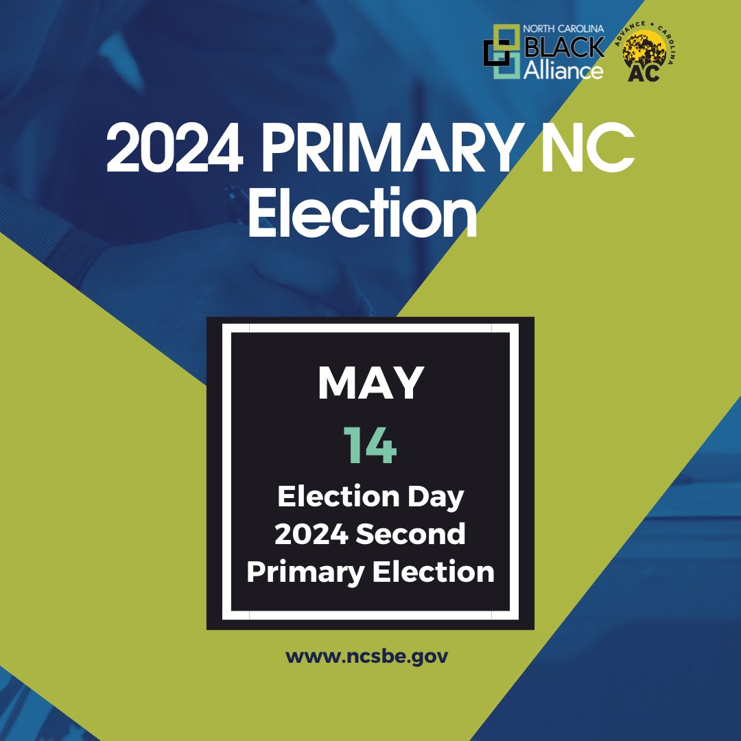 A second primary election will be held tomorrow, May 14 2024, from 6:30am - 7:30pm. 
For more information on the second primary, visit ncsbe.gov. 
#ncsecondprimary #ncelectionupdate