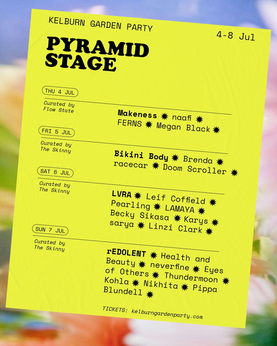 The Skinny (@theskinnymag) on Twitter photo We've made our Pyramid Stage picks for <a href="/kelburnparties/">Kelburn Garden Party</a>...
<a href="/bikinibodymusic/">bikinibody</a>, <a href="/itslooroll/">LVRA</a> and <a href="/redolentband/">rEDOLENT</a> headlining; new additions include <a href="/LeifCoffield/">Leif Coffield</a>, Becky Sikasa, <a href="/LinziClarkMusic/">Linzi Clark</a>, <a href="/healthbeaumusic/">Health and Beauty</a>, Thundermoon + Pippa Blundell
theskinny.co.uk/festivals/uk-f… We've made our Pyramid Stage picks for <a href="/kelburnparties/">Kelburn Garden Party</a>...
<a href="/bikinibodymusic/">bikinibody</a>, <a href="/itslooroll/">LVRA</a> and <a href="/redolentband/">rEDOLENT</a> headlining; new additions include <a href="/LeifCoffield/">Leif Coffield</a>, Becky Sikasa, <a href="/LinziClarkMusic/">Linzi Clark</a>, <a href="/healthbeaumusic/">Health and Beauty</a>, Thundermoon + Pippa Blundell
theskinny.co.uk/festivals/uk-f…