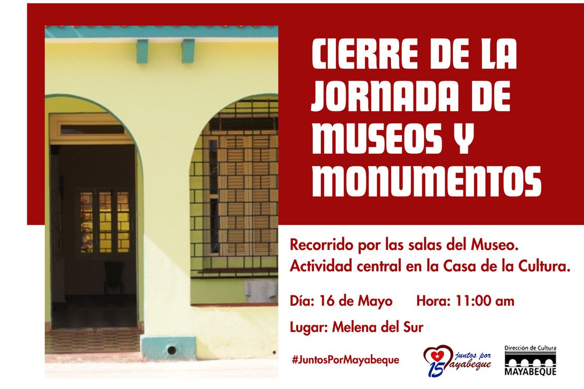 DirectorCultMy's tweet photo. Mayabeque realiza el cierre de la Jornada el próximo 16 de mayo.
#Mayabeque 
#JuntosPorMayabeque 
#CubaEsCultura https://t.co/fTrufvjDU3