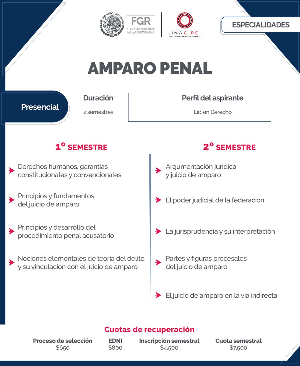 INACIPE's tweet photo. ¿Te gustaría ser especialista en amparo penal y adquirir conocimientos sobre el medio de defensa fundamental para la construcción del Estado de derecho en México? Inscríbete y forma parte de la #ComunidadINACIPE. Conoce las convocatorias ➡️ https://t.co/kFOE9ezCXQ https://t.co/E56TFUcDUj