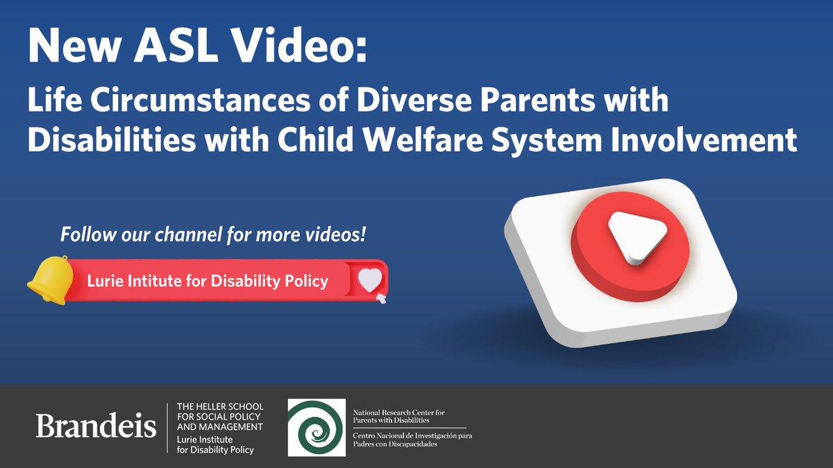 Our new ASL video is out! It covers our research study on the life circumstances of parents with disabilities involved with the child welfare system, focusing on parents from racial and ethnic minority groups. Watch here with full ASL interpretation: zurl.co/zywY