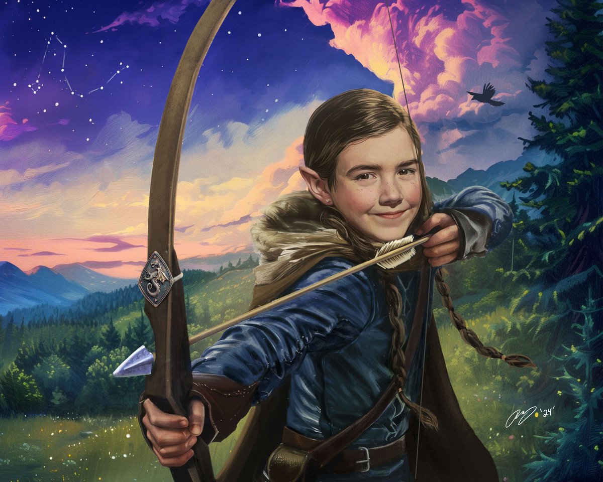 KGoinsGraphics's tweet image. I'm finally ready for my quarterly social media share 😅 I made this piece for a good friend of mine who's niece's birthday was coming up soon and she wanted to give her something special
#digialpainting #fantasyart #archery