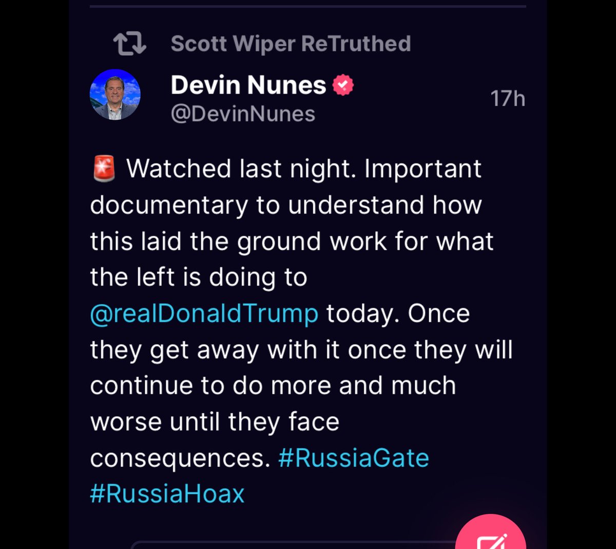 #DevinNunes about #FlynnMovie — he is CEO of #TruthSocial — so he only posts there, I believe.

Watch it today: FlynnMovie.com

#Flynn #GeneralFlynn #LeeSmith #TuckerCarlson #EndTheEndlessWars