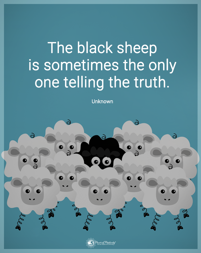 “The black sheep is sometimes the only one telling the truth.”