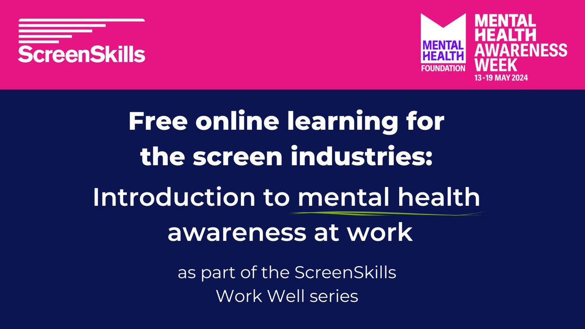 Our intro to #mentalhealthawareness at work e-learning is perfect for anyone in the screen industries who wants to develop their awareness of mental health. Learn how to support your mental wellbeing at work and discover resources and services to help you: bit.ly/3EmqjHN