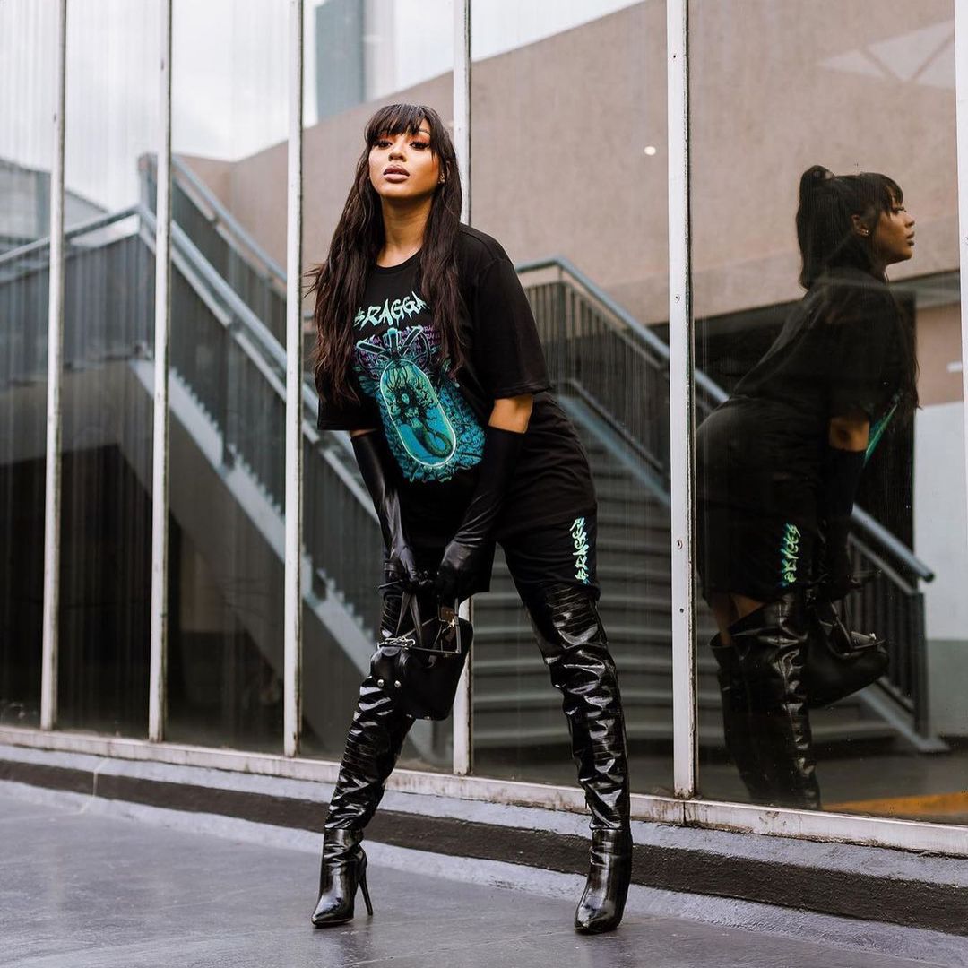 MerchaOfficial's tweet photo. SLAYED @Nadia_nakai 
in the BRAGGA collection 👉🏾 shop link in bio https://t.co/1iG2MmzgUh