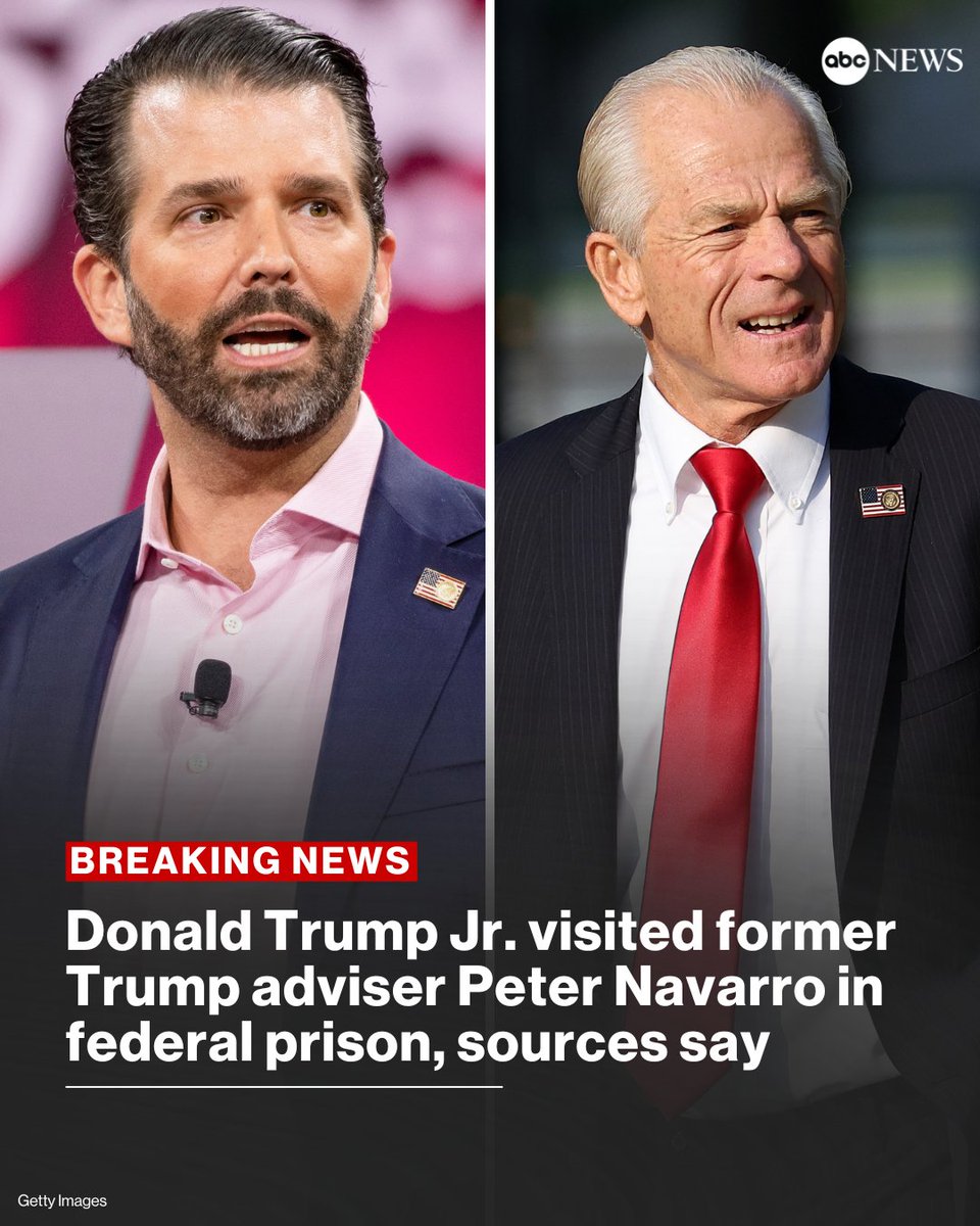 BREAKING: Donald Trump Jr. visited Peter Navarro in Miami federal prison, according to sources familiar with the situation. trib.al/dC6Te9X