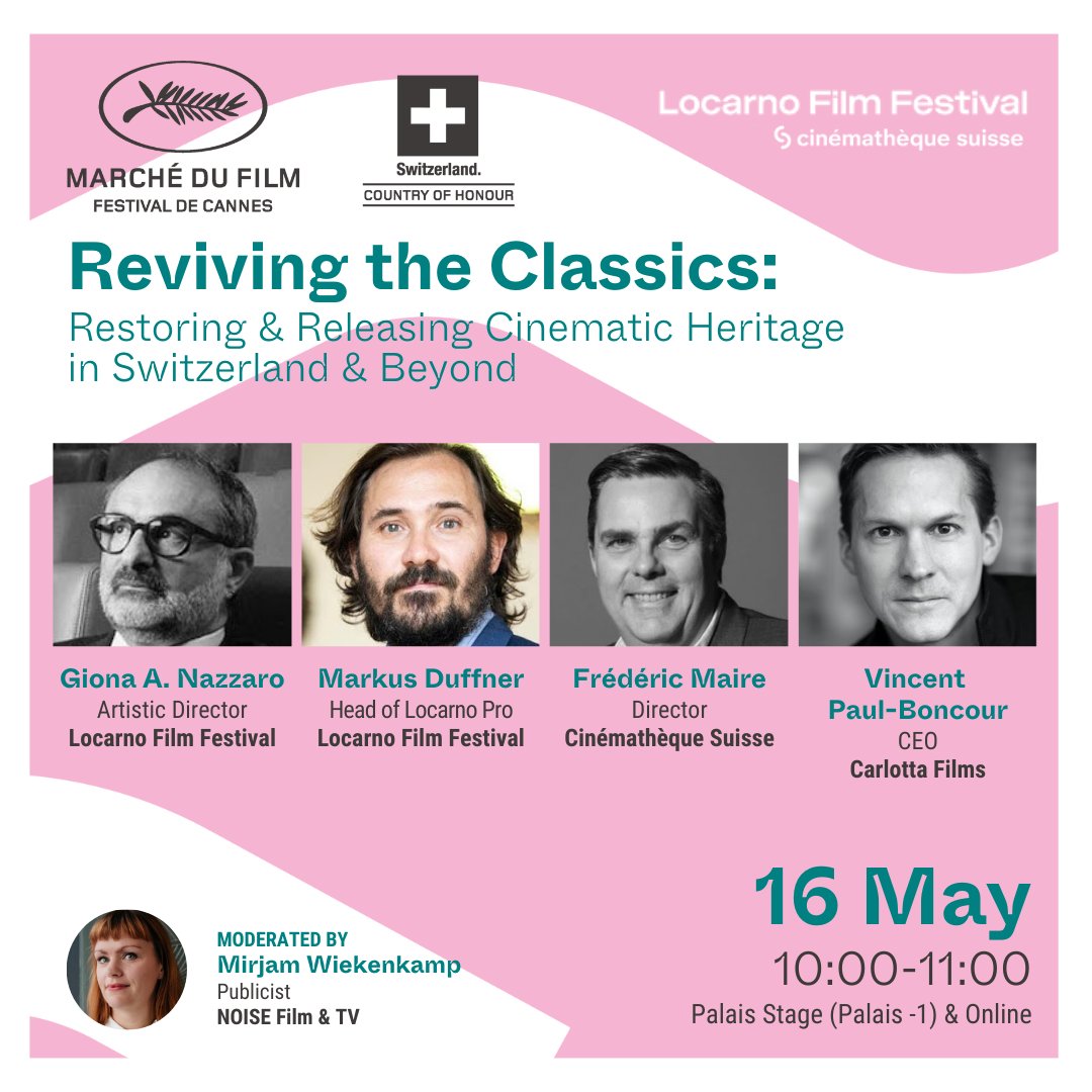 Marché du Film (@mdf_cannes) on Twitter photo <a href="/aloompanix/">Tom Quinn</a> <a href="/neonrated/">NEON</a> <a href="/ChristianJungen/">Christian Jungen</a> <a href="/zurichfilmfest/">Zurich Film Festival</a> <a href="/SWISS_FILMS/">SWISS FILMS</a> Explore the revival of Swiss classic cinema in a dynamic panel with experts from <a href="/FilmFestLocarno/">Locarno Film Festival</a> <a href="/cinemathequech/">Cinémathèque suisse</a> & <a href="/CarlottaFilms/">Carlotta Films</a>! 🎬➡️ i.mtr.cool/uhjtlesrmd
<a href="/SWISS_FILMS/">SWISS FILMS</a> <a href="/aloompanix/">Tom Quinn</a> <a href="/neonrated/">NEON</a> <a href="/ChristianJungen/">Christian Jungen</a> <a href="/zurichfilmfest/">Zurich Film Festival</a> <a href="/SWISS_FILMS/">SWISS FILMS</a> Explore the revival of Swiss classic cinema in a dynamic panel with experts from <a href="/FilmFestLocarno/">Locarno Film Festival</a> <a href="/cinemathequech/">Cinémathèque suisse</a> & <a href="/CarlottaFilms/">Carlotta Films</a>! 🎬➡️ i.mtr.cool/uhjtlesrmd
<a href="/SWISS_FILMS/">SWISS FILMS</a>