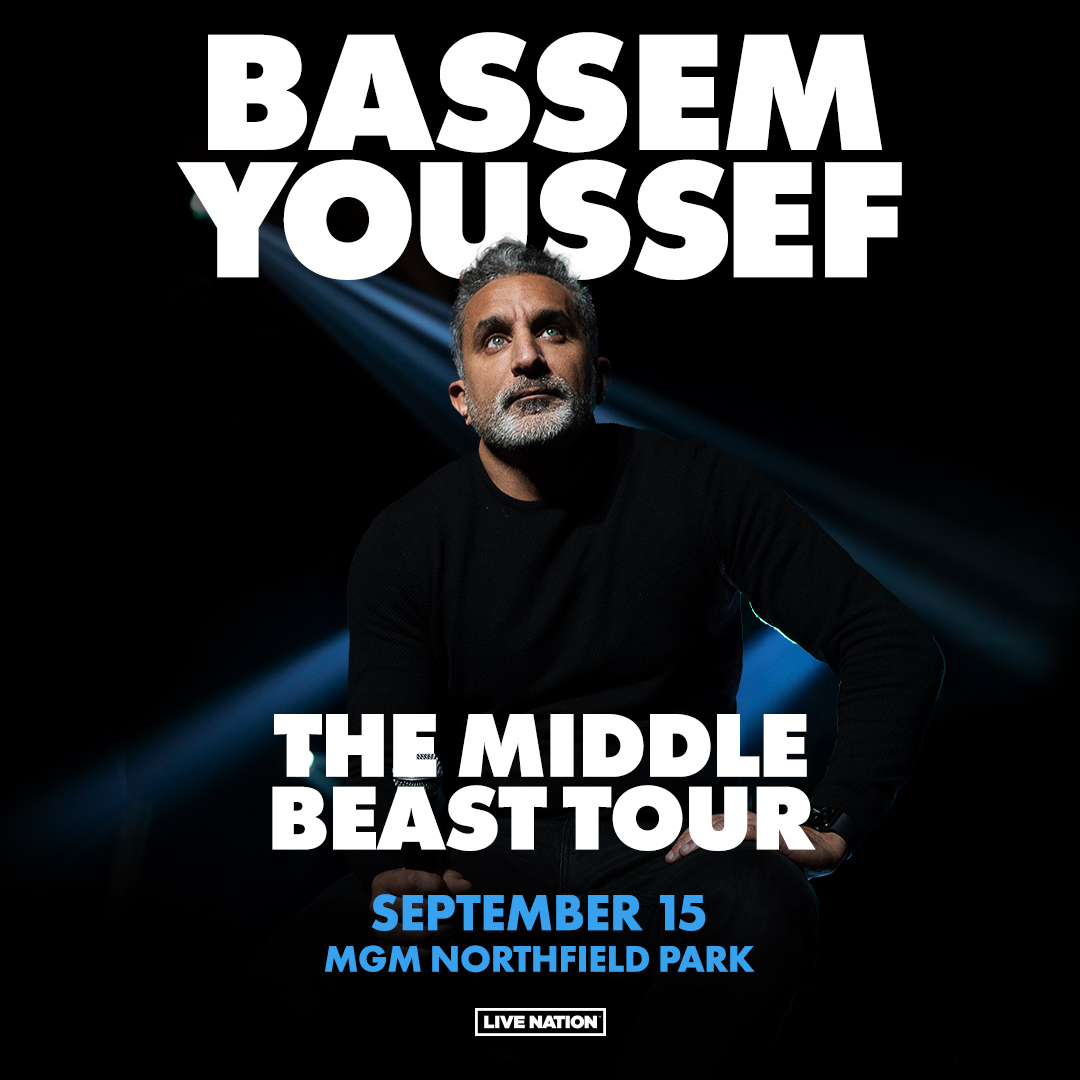 JUST ANNOUNCED: Bassem Youssef (@Byoussef): The Middle Beast Tour comes to @MGMNorthfield on September 15! Be the first to get tickets on Tuesday at 10AM (code: SOUNDCHECK). Tickets on sale Wednesday at 10AM. 🎫 bit.ly/4byDCpv