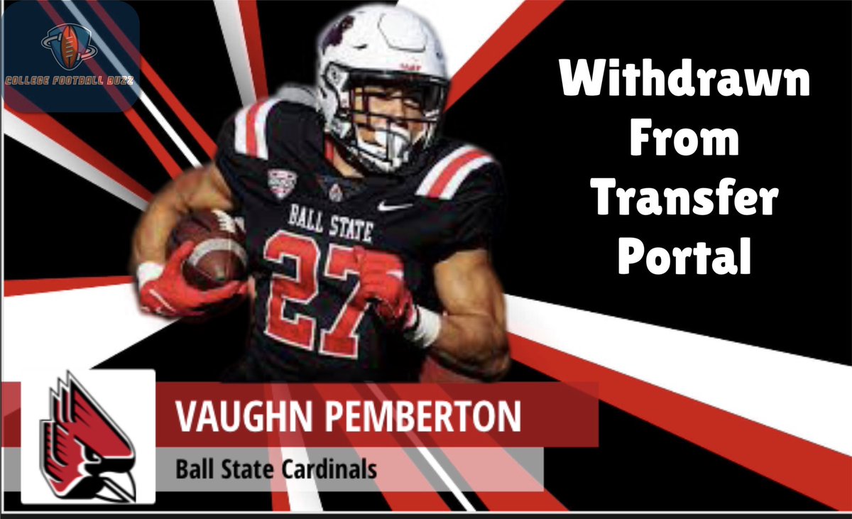 Vaughn Pemberton will return to #BallState after withdrawing from the transfer portal. This is big news for a team that needs a RB to step up for 2024. Pemberton averaged 6.0ypc in six games last season.
