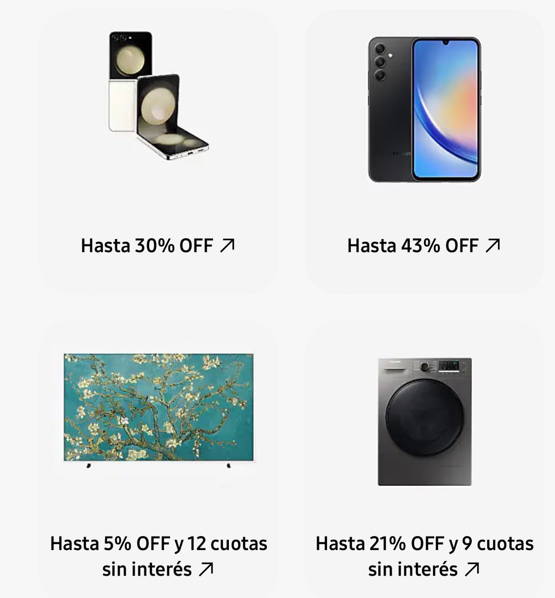 Mau_Albornoz's tweet photo. ⭕️Samsung anuncia que ofrece hasta un 30% y hasta 12 cuotas sin interés por el Hot Sale. 
- Teléfonos, televisores, electrodomésticos 👇🏻 https://t.co/SyMHZBZRSE