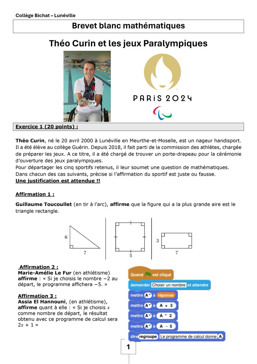 VPortha's tweet photo. Tout le monde se lance dans les jeux .. même les élèves de 3ème pour un brevet blanc de maths @TonyEstanguet @TCurin @PhilippeCROIZON @stephane_lecat @mariealefur #brevetdescolleges #Paralympics2024 #theocurin https://t.co/f6vVUfdWv8