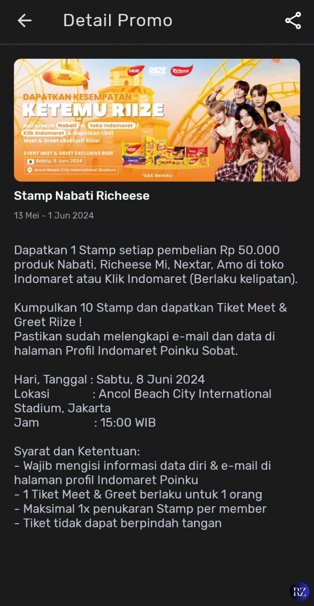 pengabdiirene's tweet image. HELP RT 
THREAD MEET &amp;amp; GREET RIIZE VIA STAMP INDOMARET 

MAAF KALO BERANTAKAN