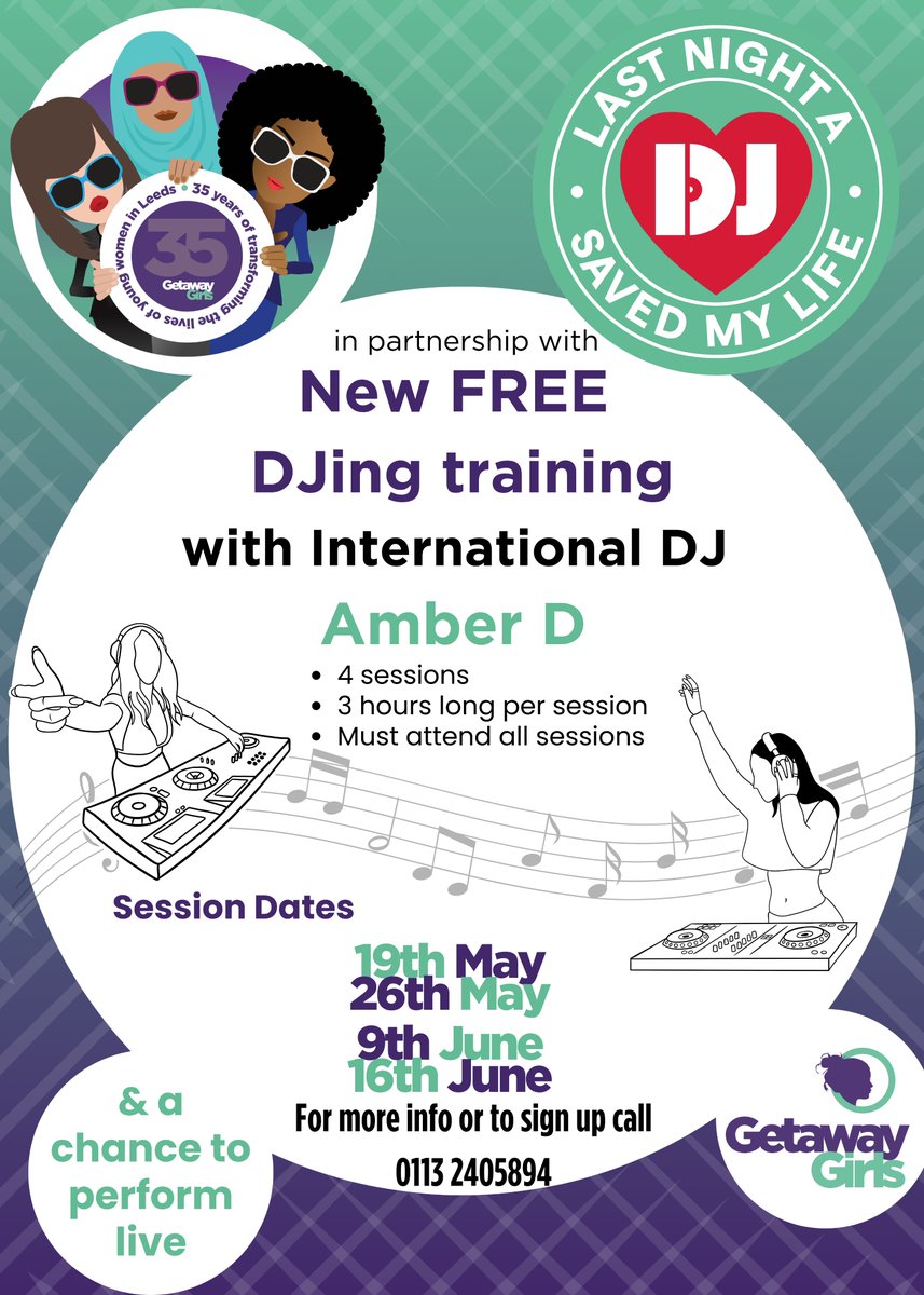 Don't forget our FREE DJ-Sessions are starting soon! With Amber D from @lnadj_charity 🤯 🔥🔥🔥🔥 Call: 0113 240 5894 to book your free place For young women and girls, aged 11-17 only. #DJ #free #GetawayGirls #Leeds #music