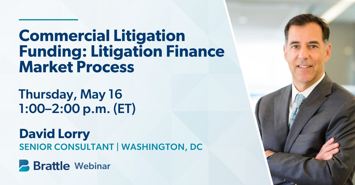 Join Brattle Senior Consultant David Lorry as he moderates a panel discussion on the litigation finance market process in commercial litigation. bit.ly/4bgF943 #finance #litigation