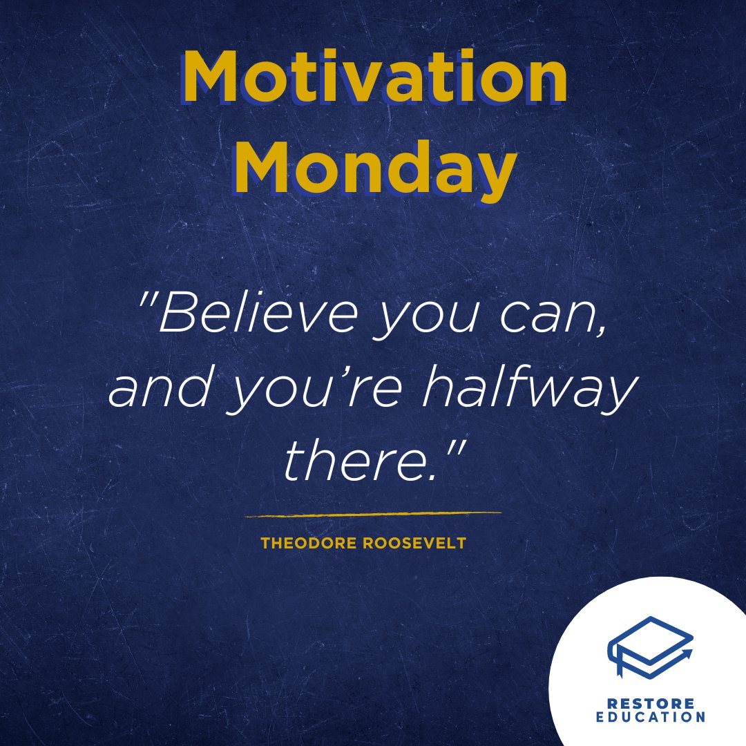 'Believe you can, and you're halfway there.' 💫 Kickstart your week with a mindset of positivity and determination. Let's make this Monday the start of something great! 💪 #MotivationMonday #BelieveInYourself #RestoreEducation