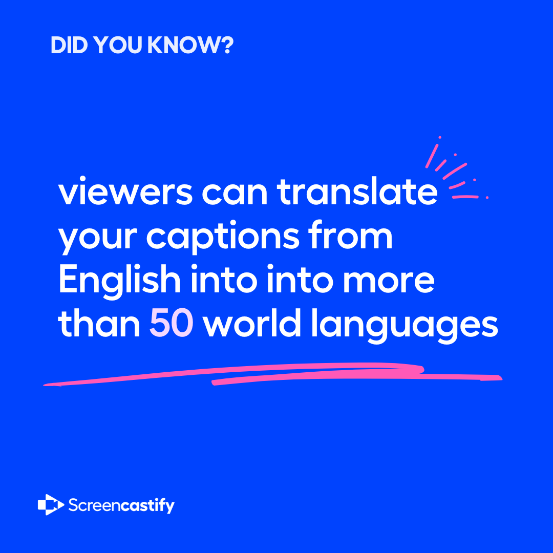 🌎 Let’s break down barriers! 🌎 On Screencastify, your viewers can translate captions from English to more than 50 languages and back again. Learn more about how translation capabilities can transform your content: scrncstfy.com/3QDYK5M